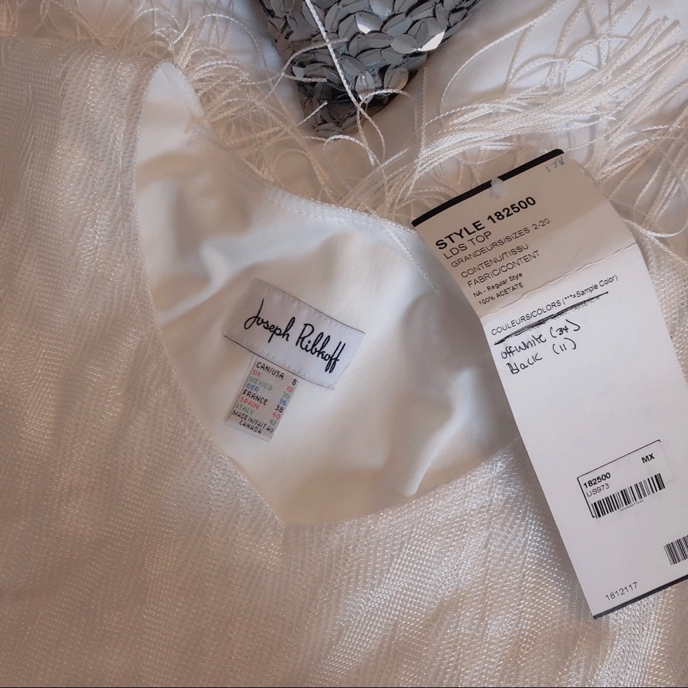 NWT Joseph Ribkoff White lace & fringe blouse sz 8 - Picture 4 of 4